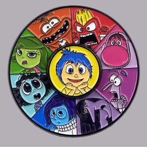 Inside Out Character Wheel Enamel Metal Pin